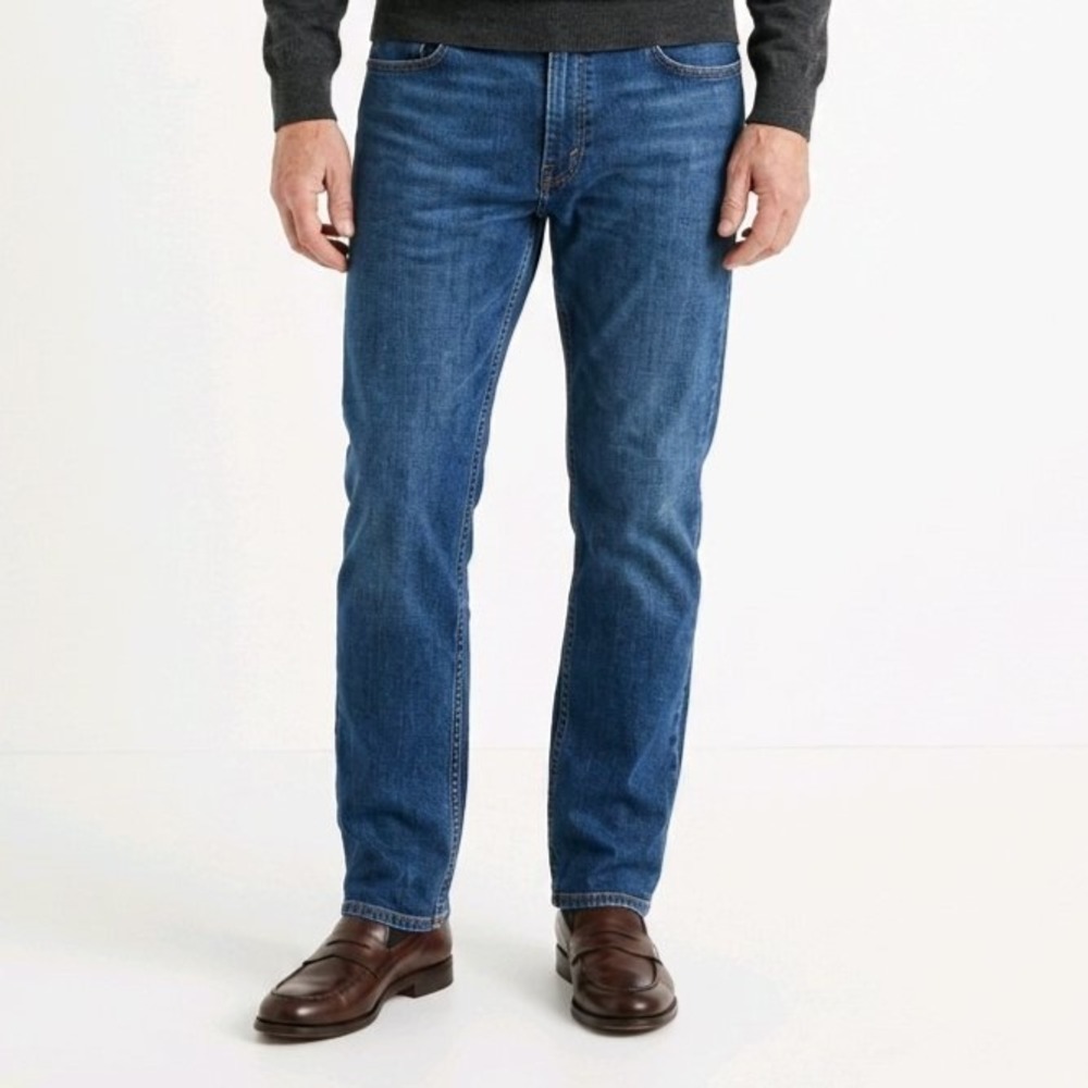 Levis Mens Blue Straight Leg Denim Jeans Medium Wash 38x30 Classic Fit